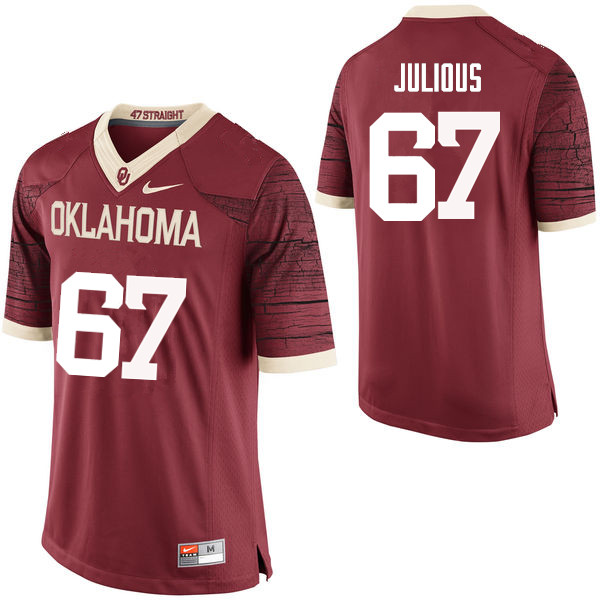 Men Oklahoma Sooners #67 Ashton Julious College Football Jerseys Limited-Crimson